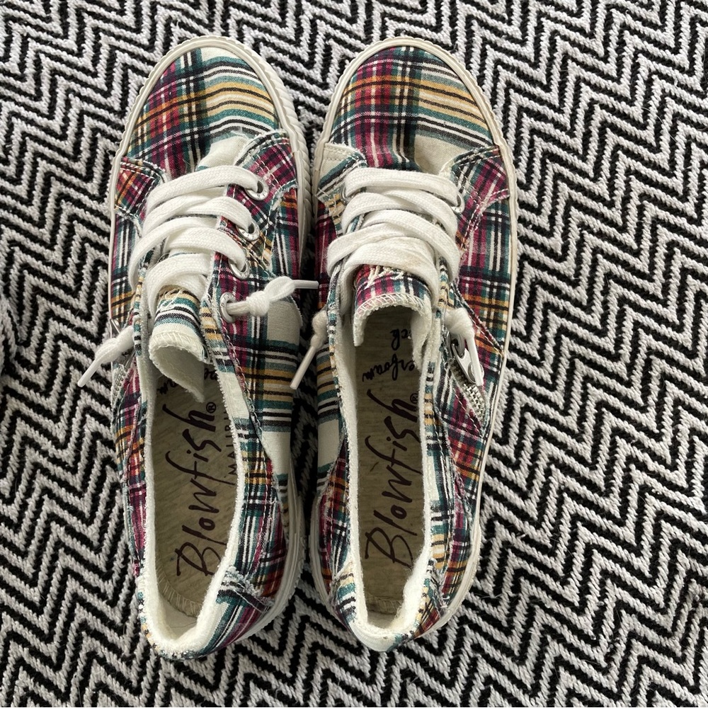 GUC plaid blowfish slip on tennis shoes SOLD